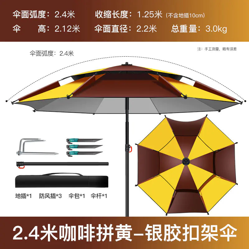 Reinforced Metal Fishing Umbrella with Black Coating