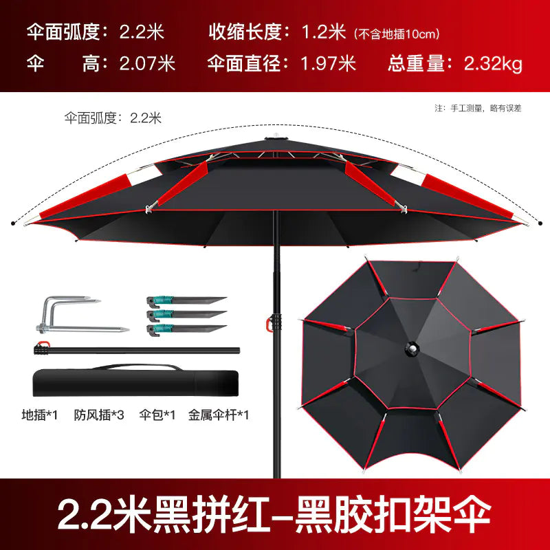Reinforced Metal Fishing Umbrella with Black Coating