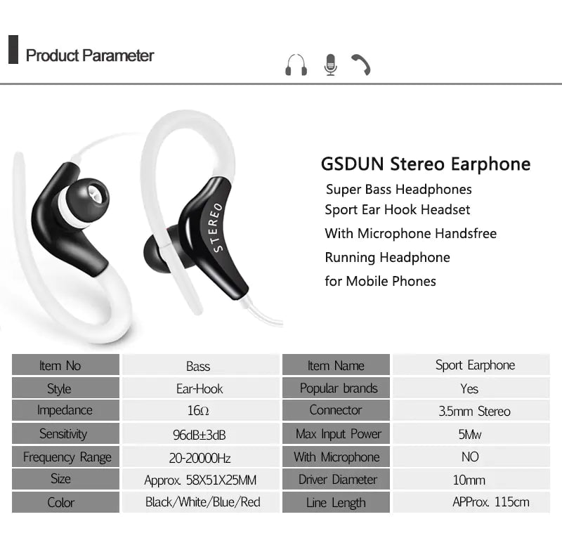 Universal In-Ear Sports Headphones with Microphone